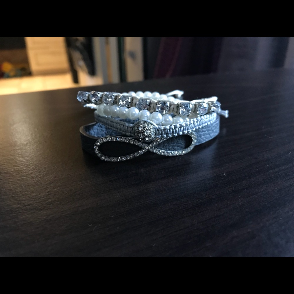 Gray Jewel 4 Bracelet Stack